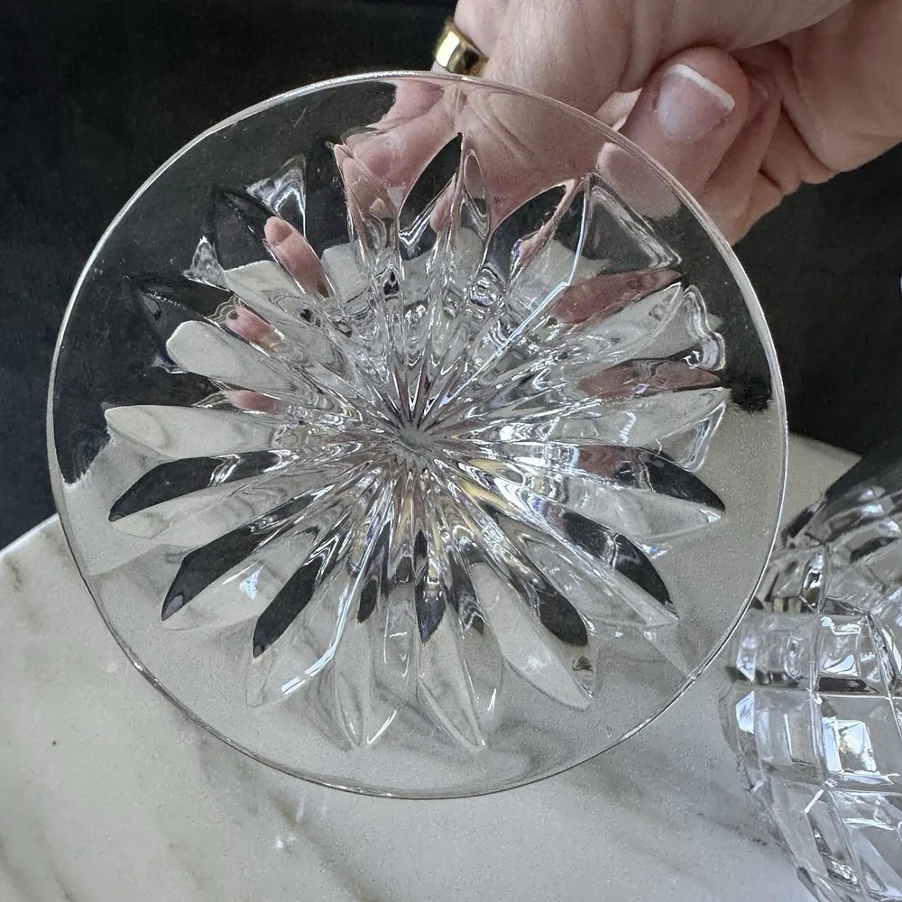 Vintage Block Crystal Candle Fairy Hurricane Lamp ~ Over 24% Lead ~ Hand Cut